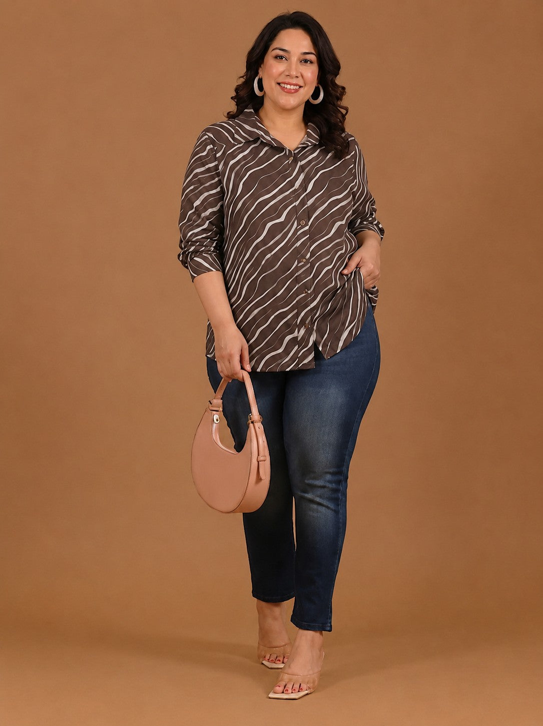 Brown Abstract Print Shirt