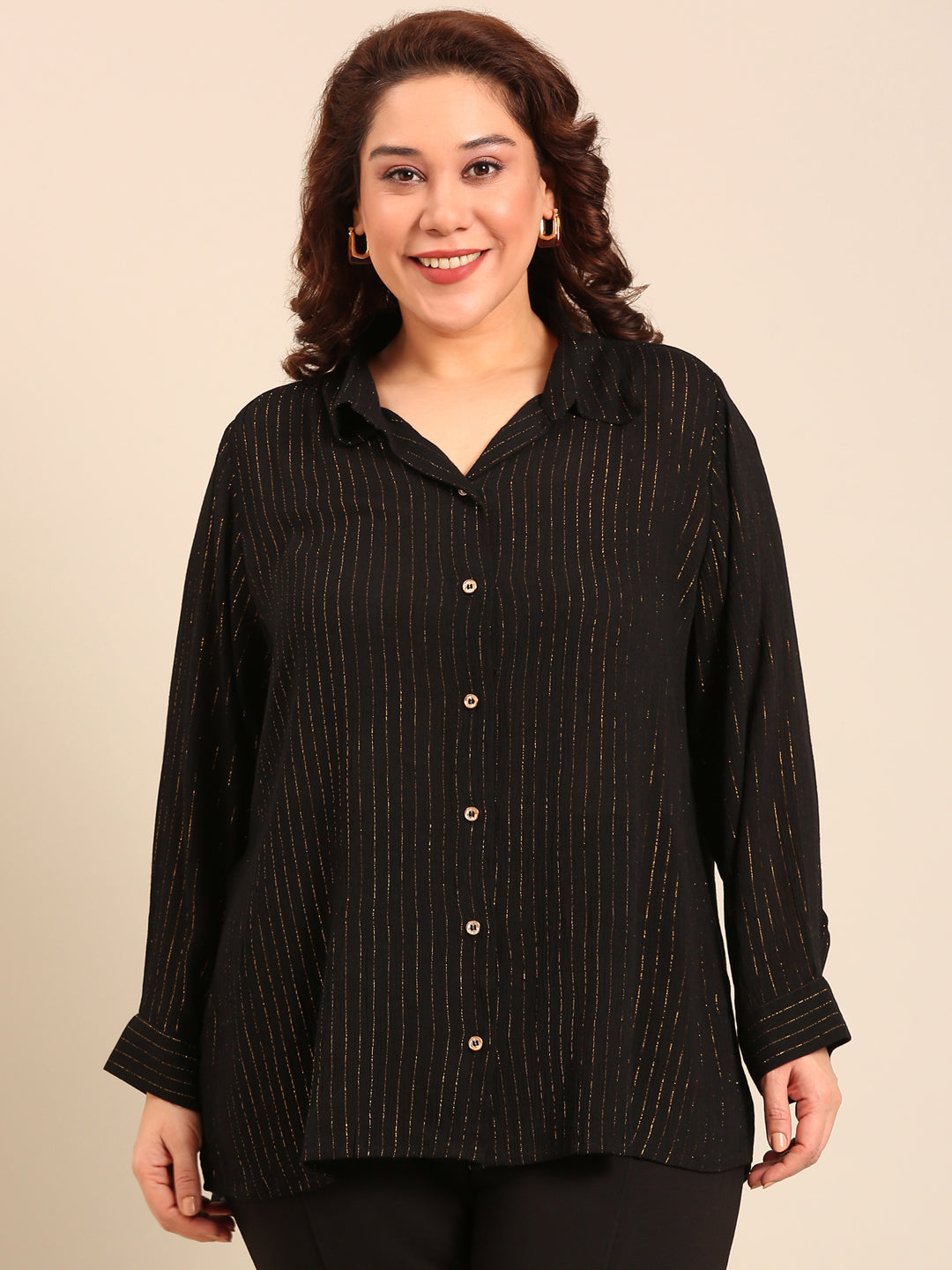 Gold Lurex Button-Down Shirt