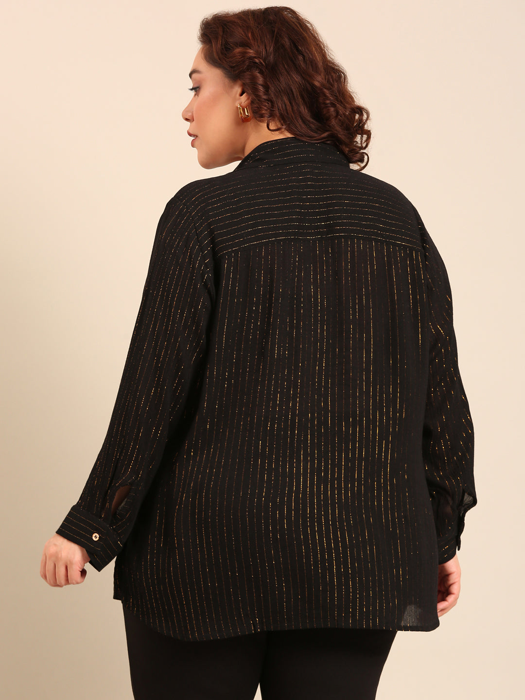 Gold Lurex Button-Down Shirt