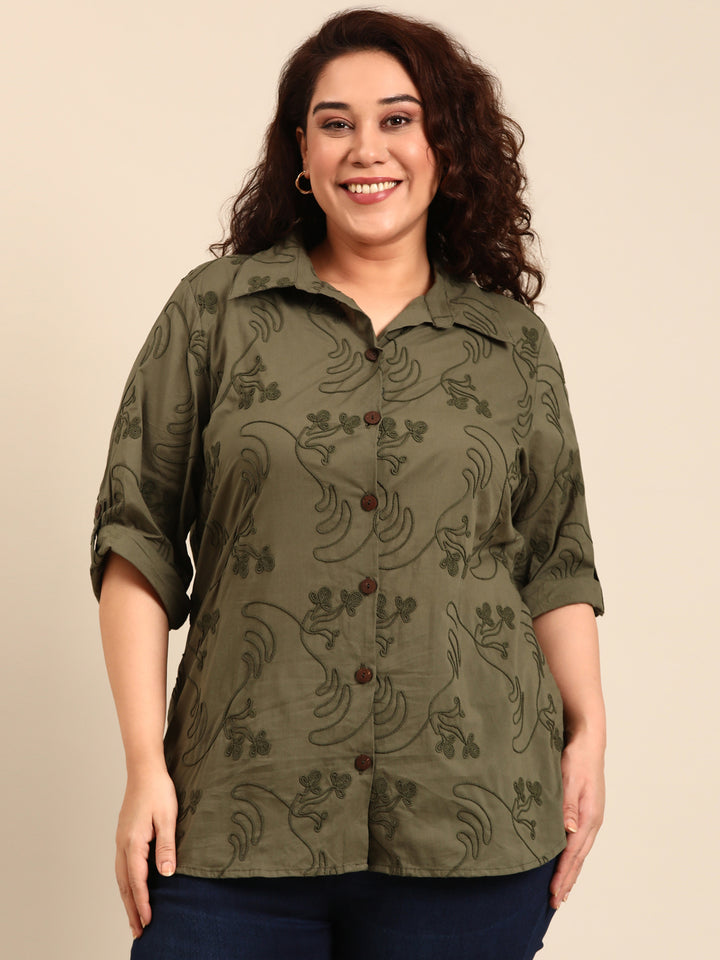 Green Embroidered Shirt