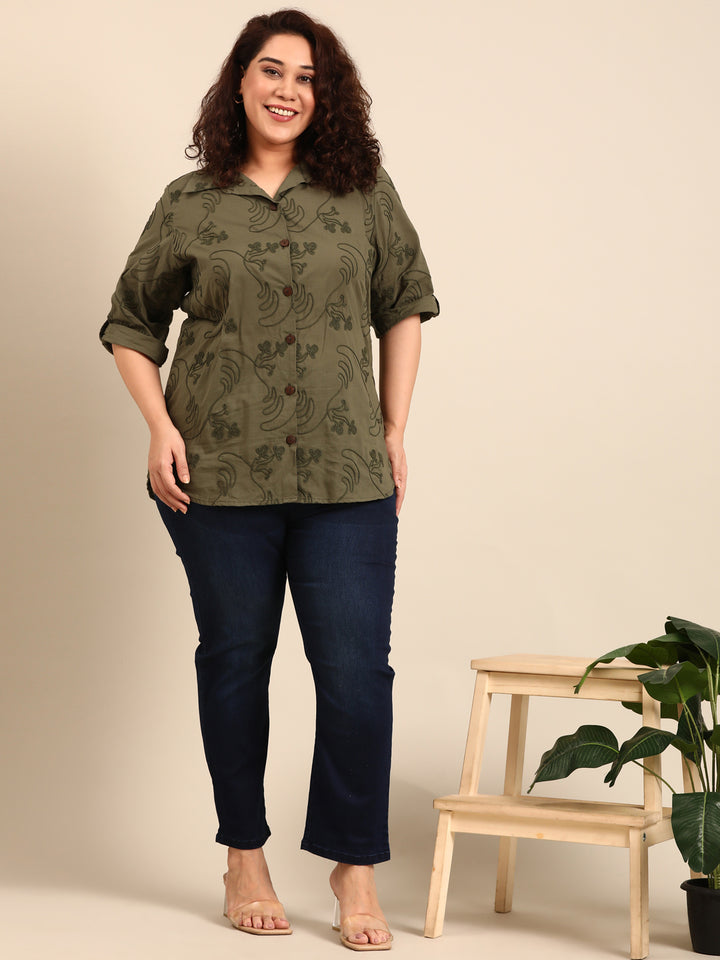 Green Embroidered Shirt