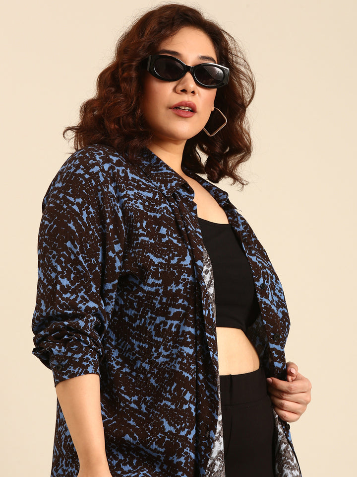 Black-Blue Printed Shirt