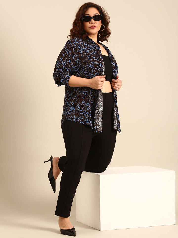 Black-Blue Printed Shirt