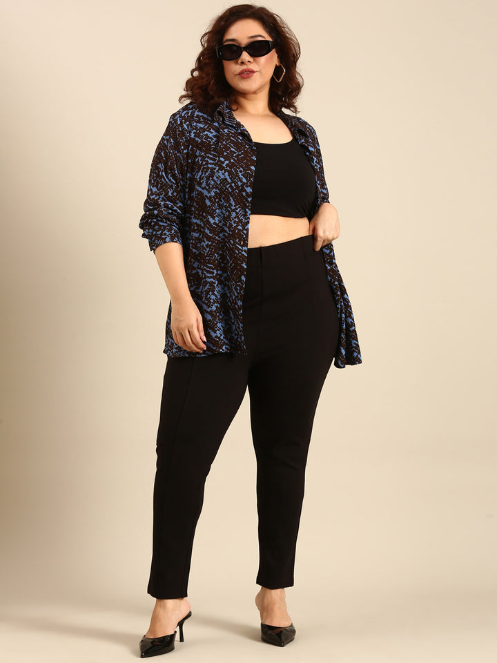 Black-Blue Printed Shirt