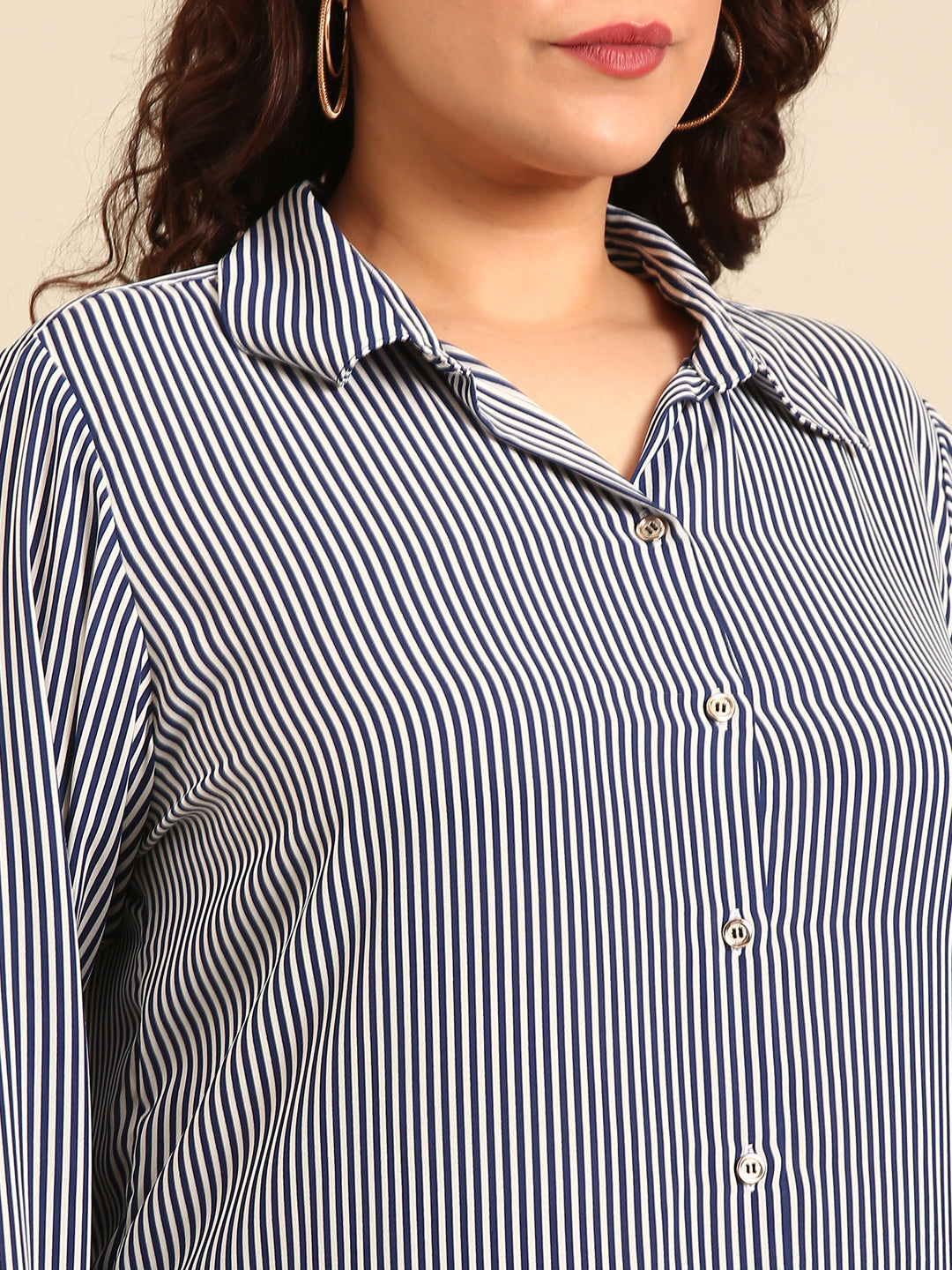 Navy Striped Formal Shirt