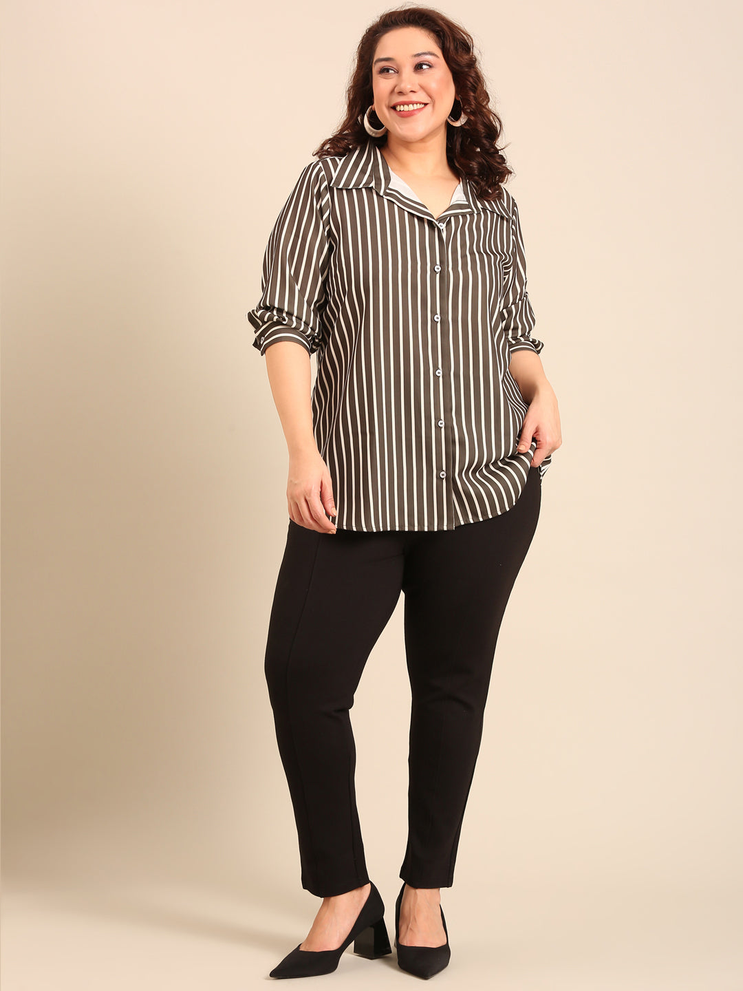 Olive Stripe Button-Down Shirt