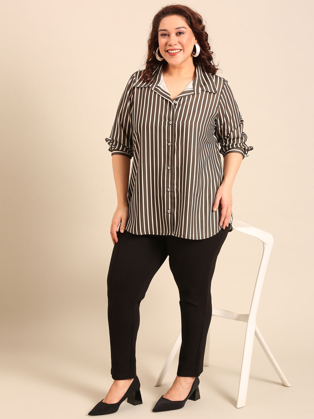 Olive Stripe Button-Down Shirt