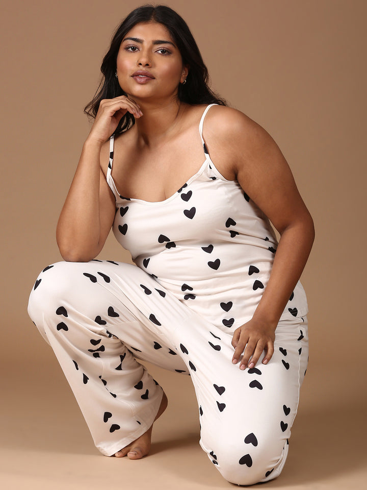 Heart-Printed Co-ord Set-(2 Piece)