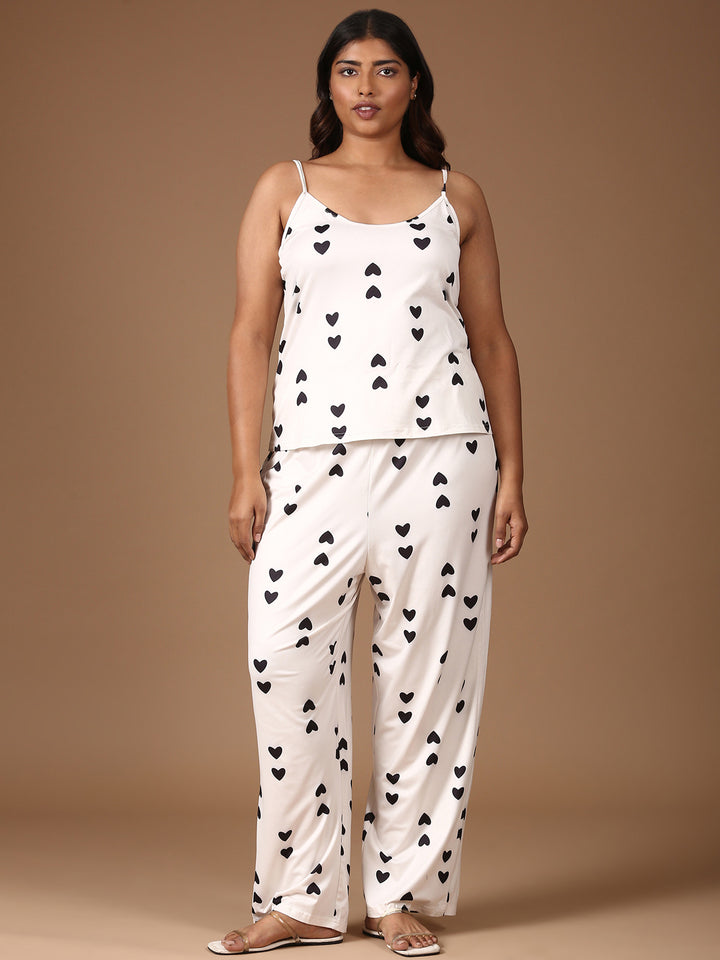 Heart-Printed Co-ord Set-(2 Piece)