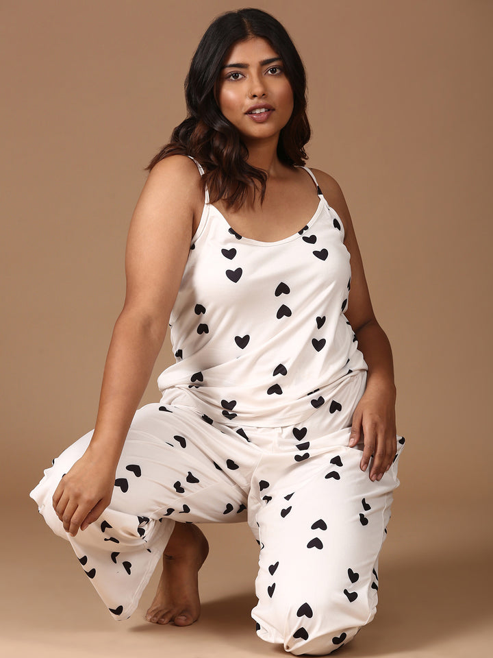 Heart-Printed Co-ord Set-(2 Piece)
