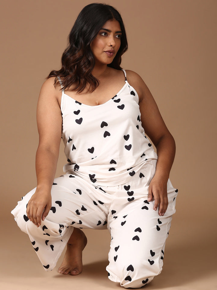 Heart-Printed Co-ord Set-(2 Piece)