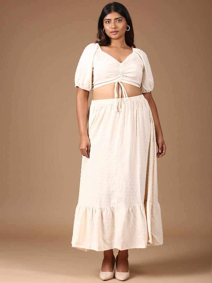Beige Top And Skirt Co-ord Set-(2 Piece)