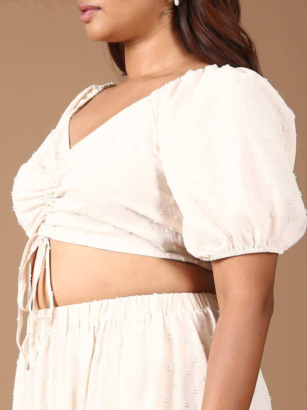 Beige Top And Skirt Co-ord Set-(2 Piece)