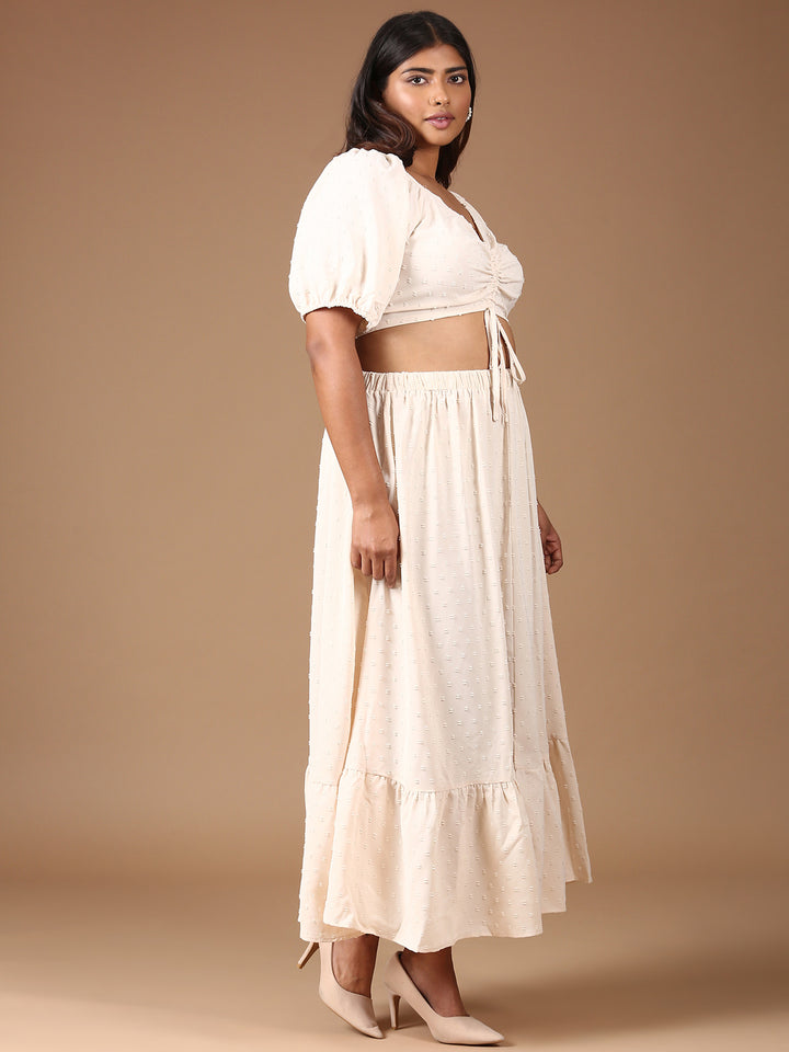 Beige Top And Skirt Co-ord Set-(2 Piece)
