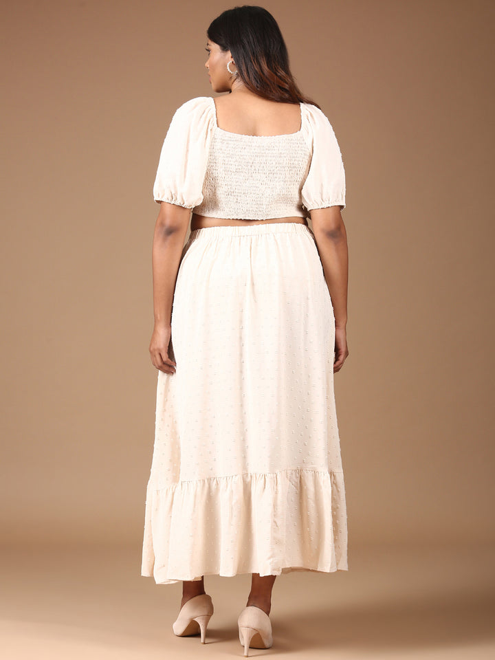 Beige Top And Skirt Co-ord Set-(2 Piece)