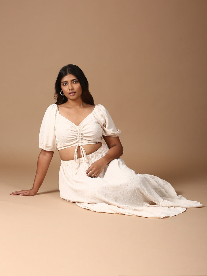 Beige Top And Skirt Co-ord Set-(2 Piece)