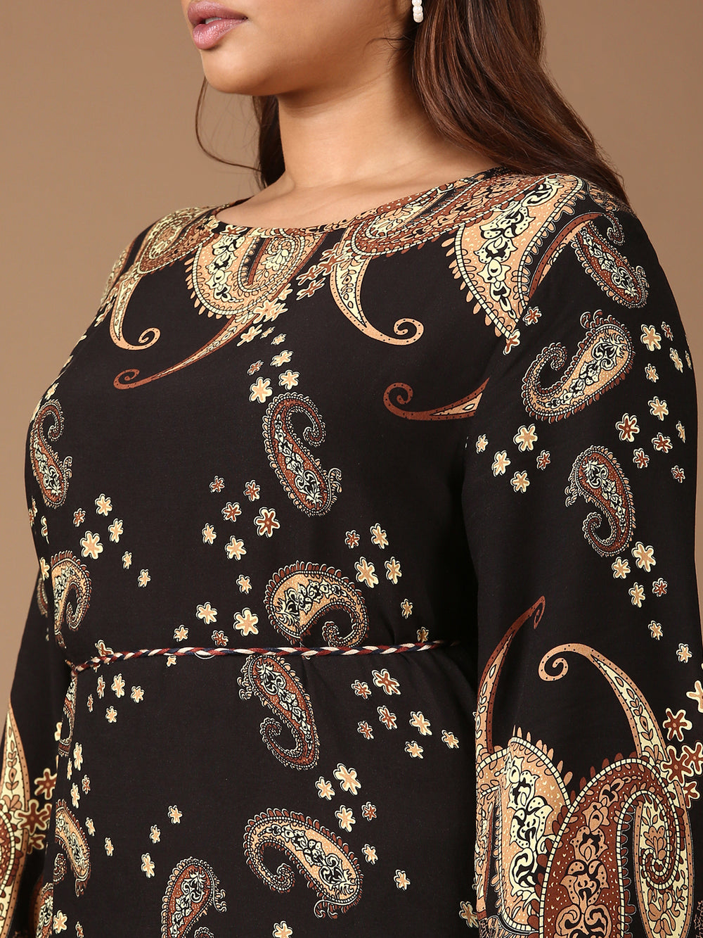 Black Paisley Print Maxi Dress