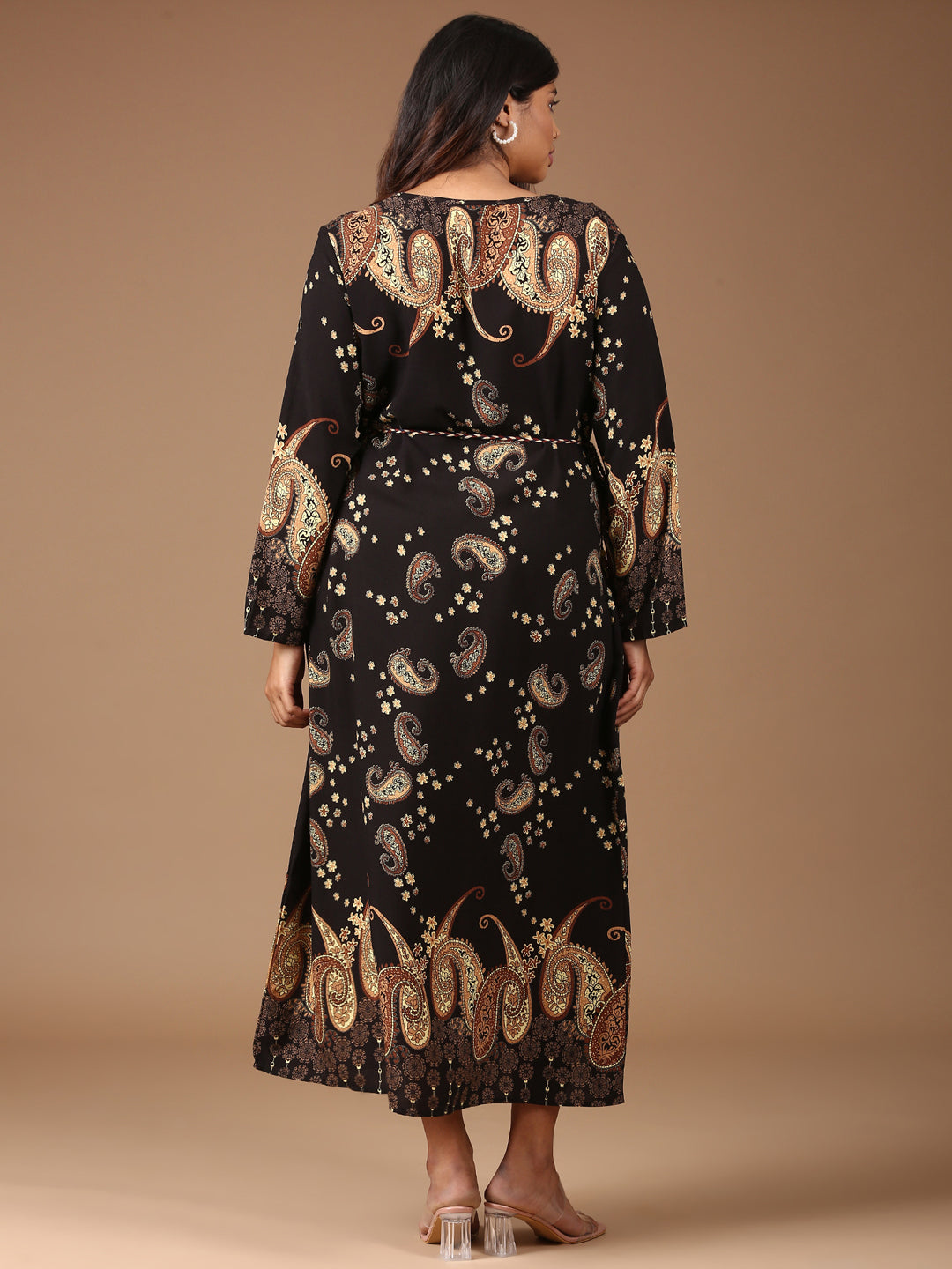 Black Paisley Print Maxi Dress