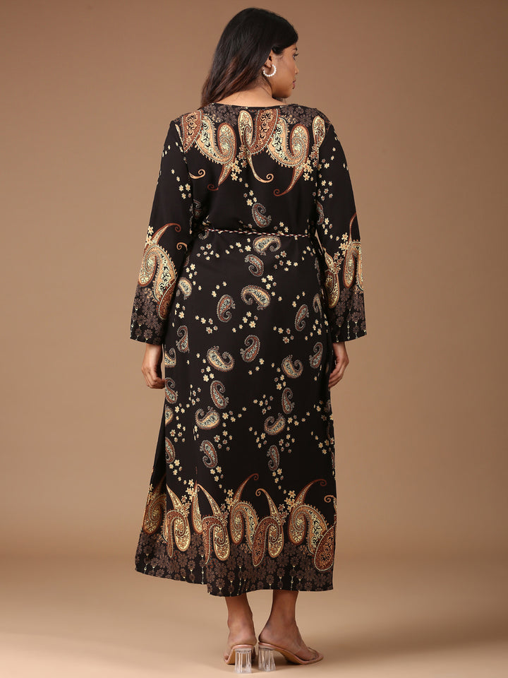 Black Paisley Print Maxi Dress