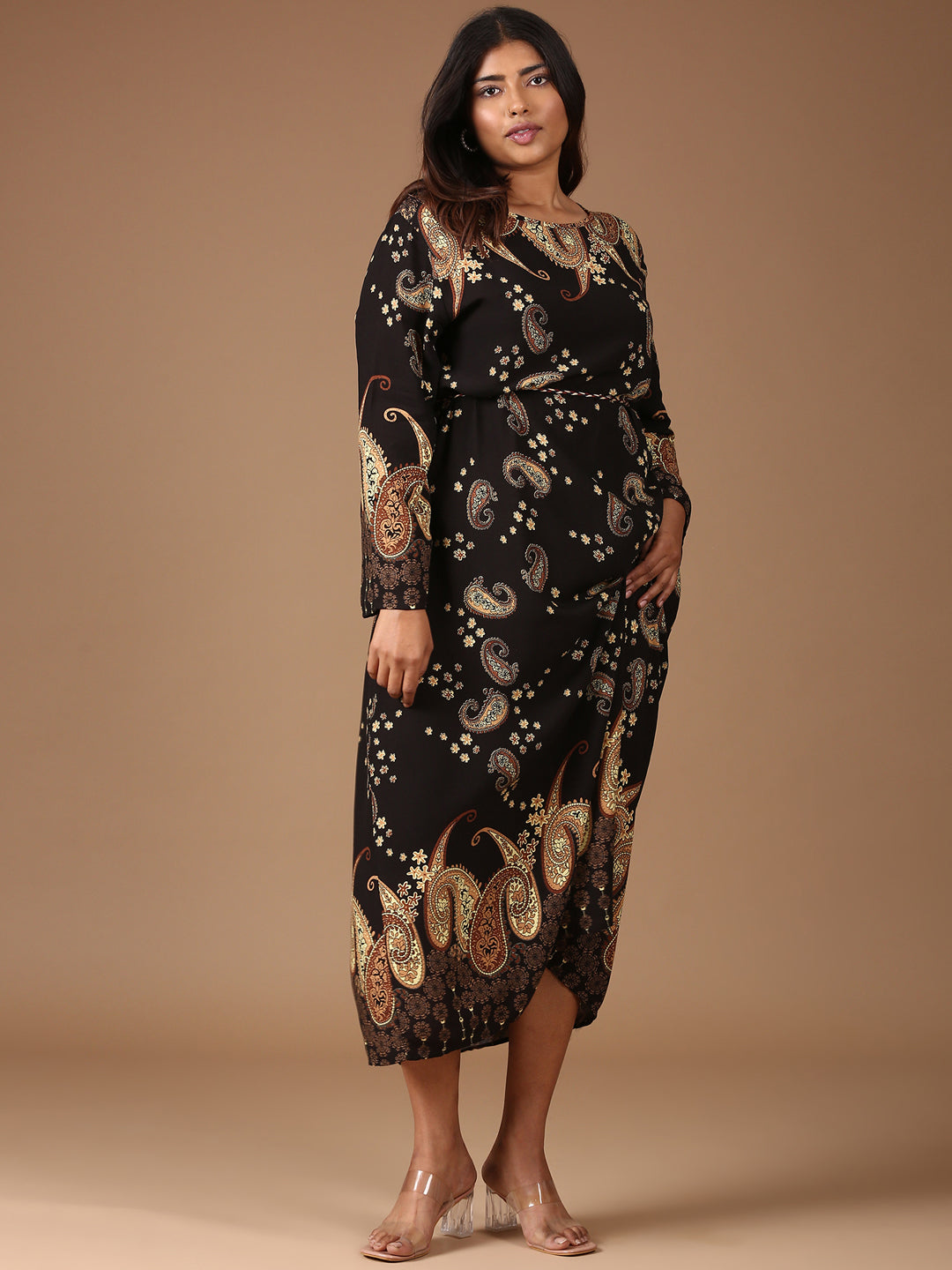 Black Paisley Print Maxi Dress