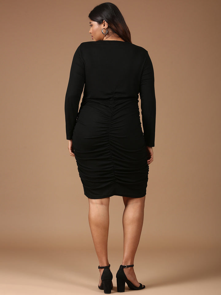 Black Bodycon Button Dress