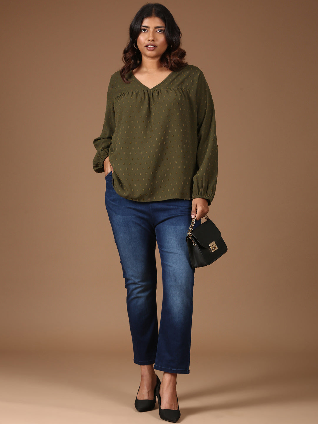 Textured Olive Top