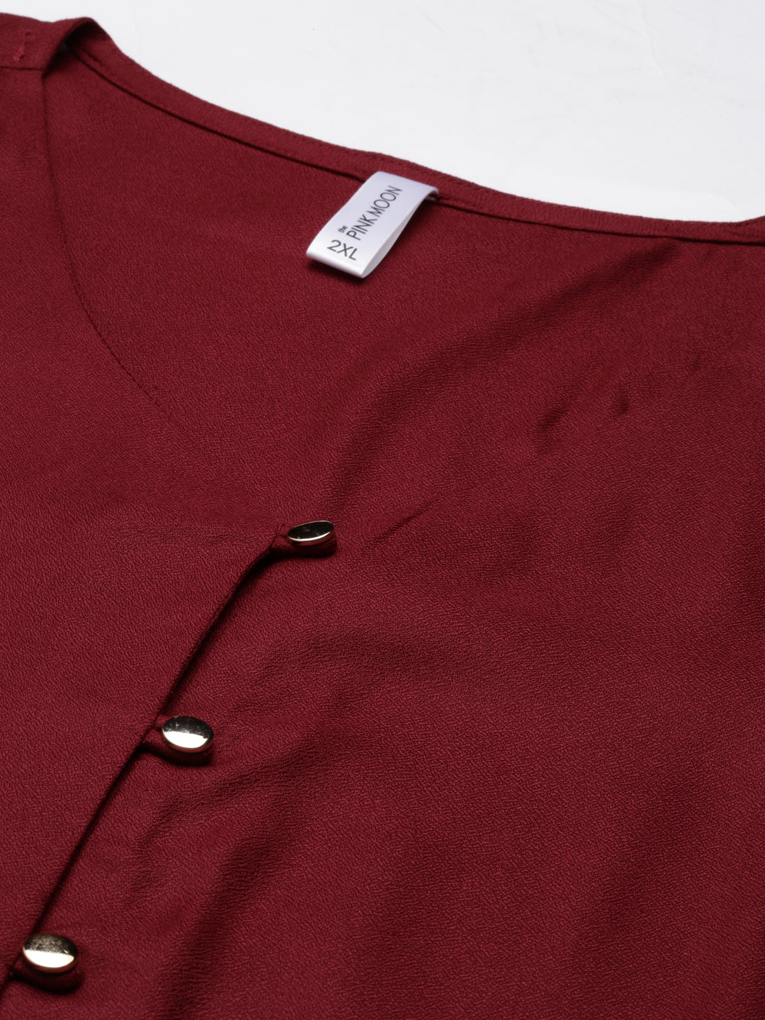 SOLID BUTTON SHIRT STYLE BURGUNDY TOP