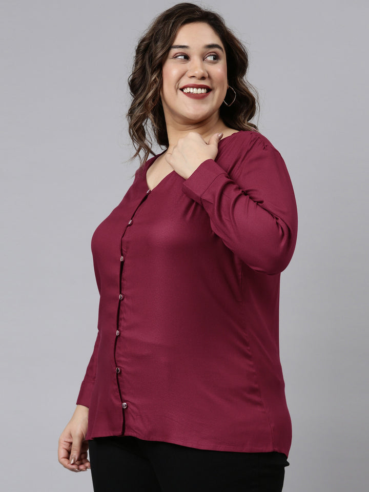 Burgundy Button Top