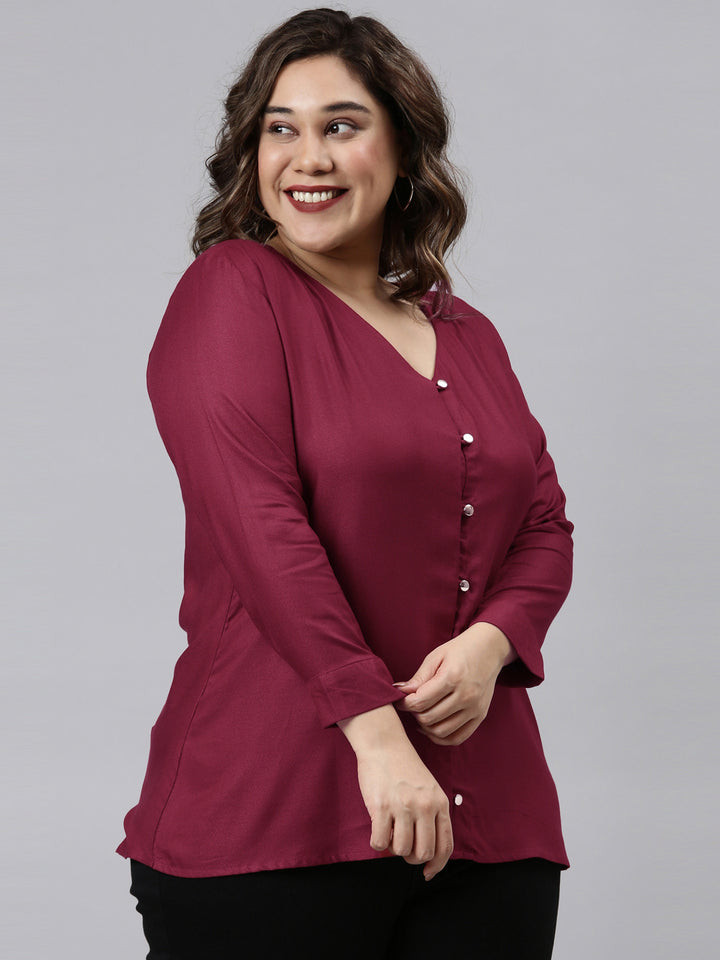 Burgundy Button Top