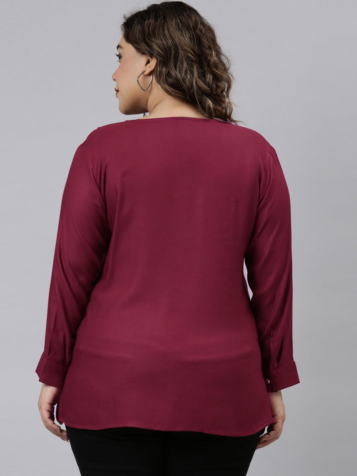 Burgundy Button Top