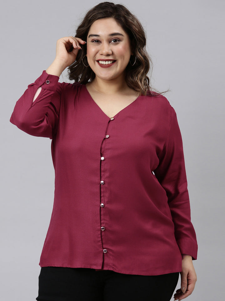 Burgundy Button Top