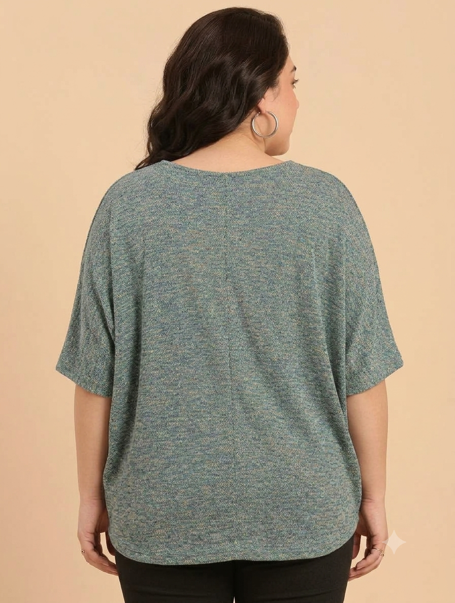 Shimmering Round-Neck Kaftan Top