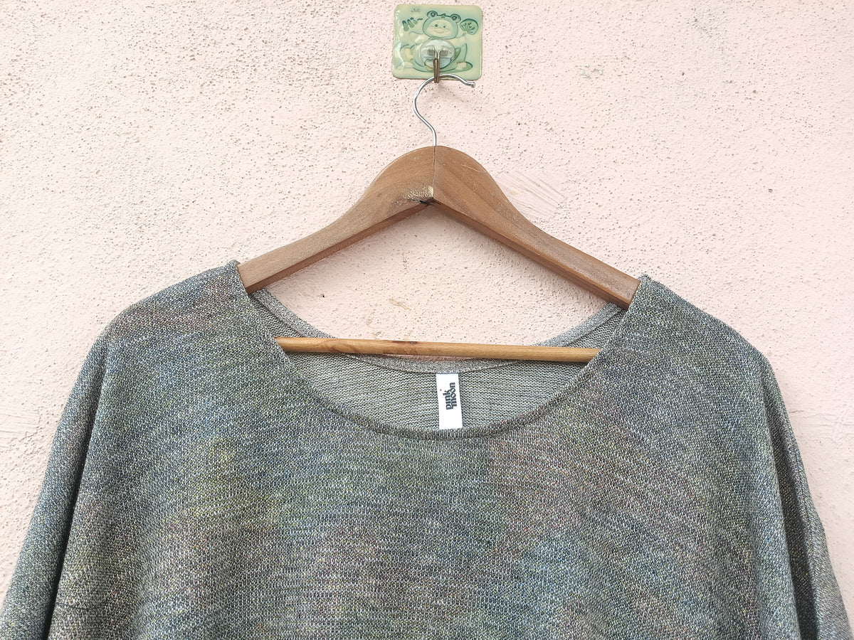 Shimmering Round-Neck Kaftan Top