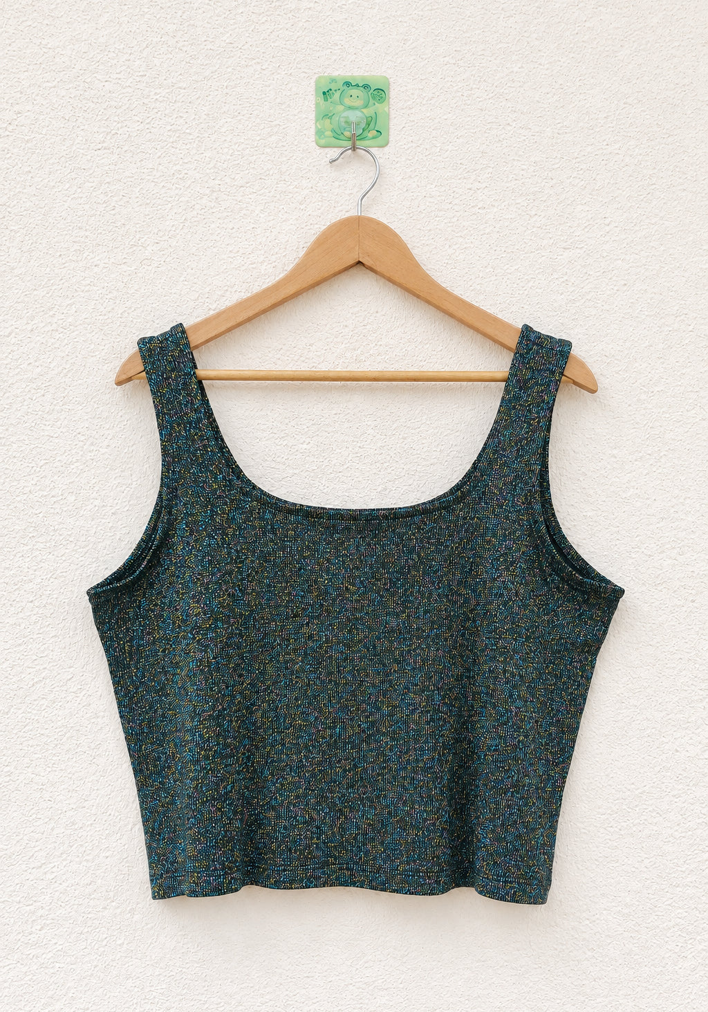 Shimmering Square-Neck Crop Tank Top