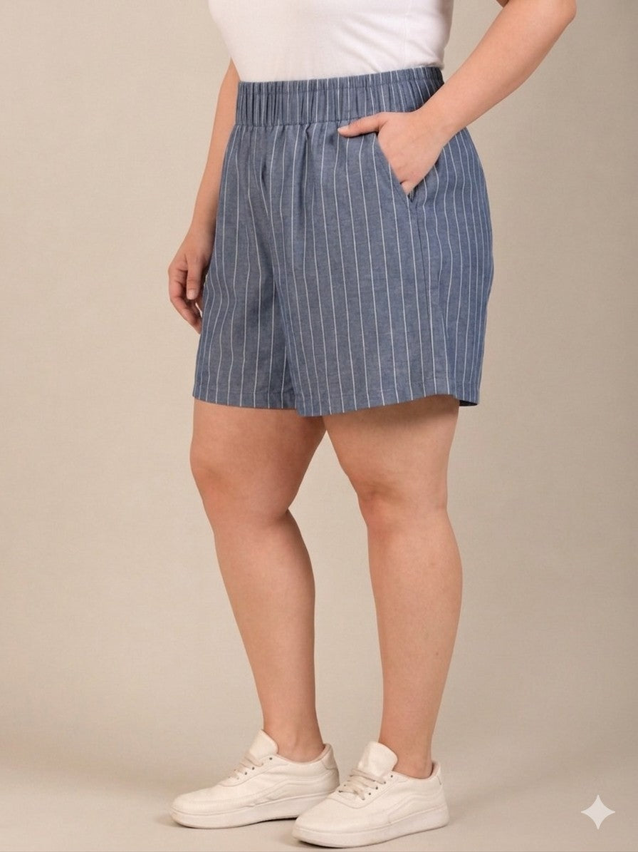 Blue Pine Stripe Shorts