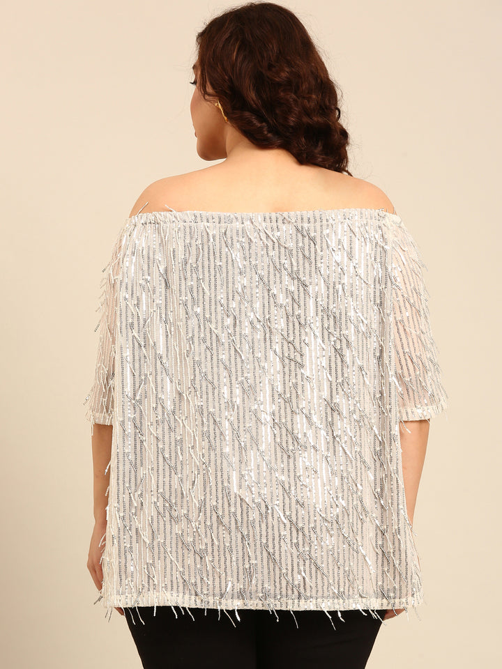 Silver Sequin Off-Shoulder Top5