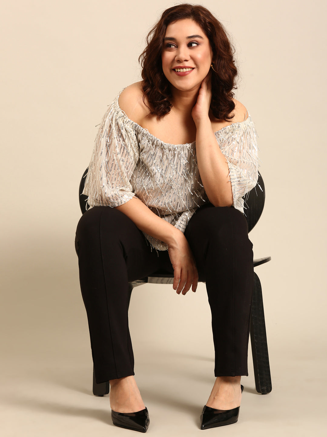 Silver Sequin Off-Shoulder Top6