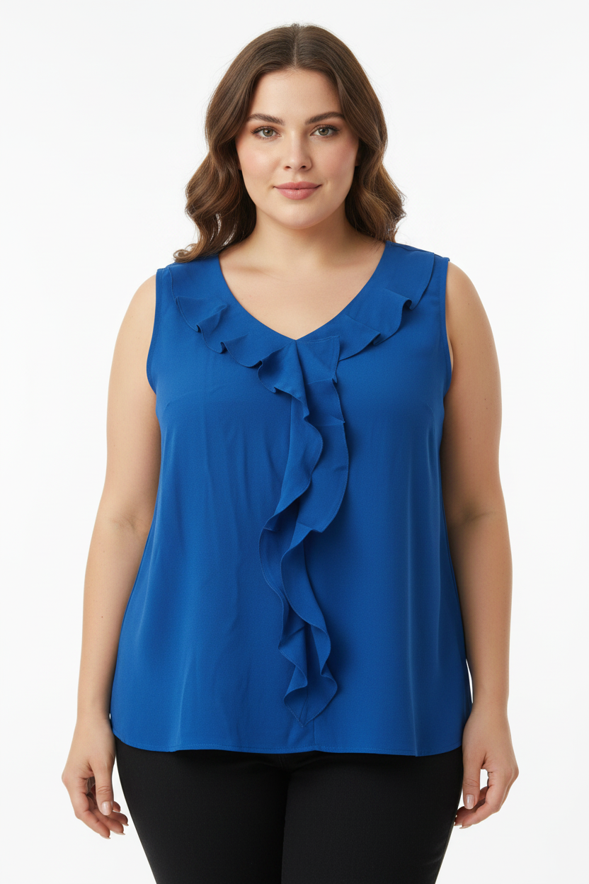 Solid Blue Sleeveless Top