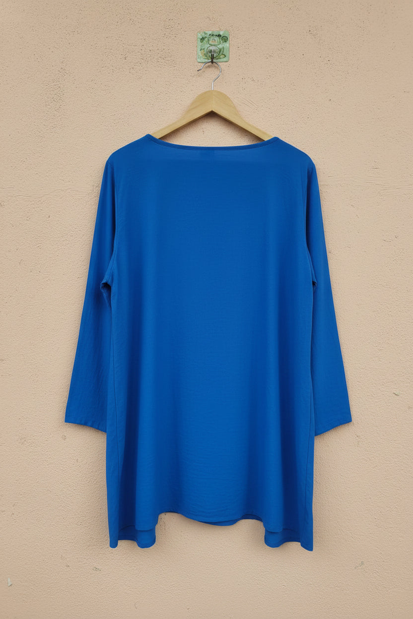 Solid Cobalt Crepe Tunic