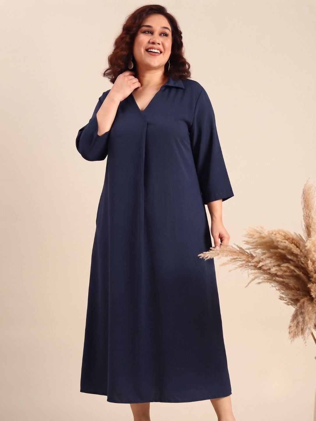 Solid Navy Maxi Dress