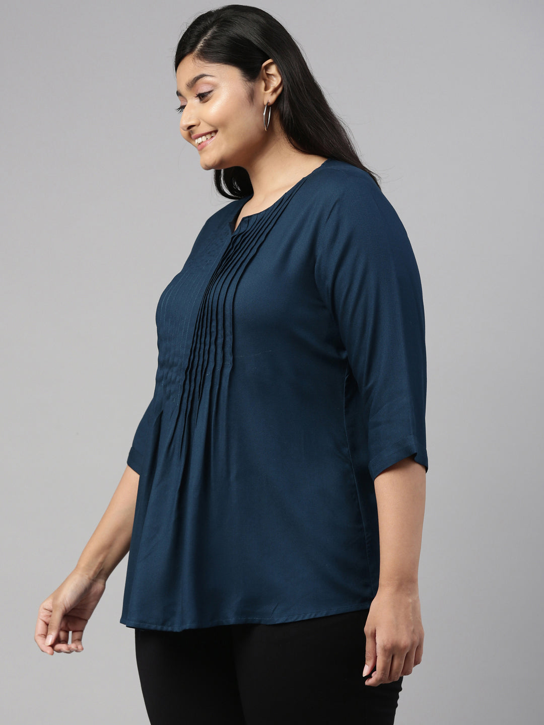 TEAL PINTUCK TOP