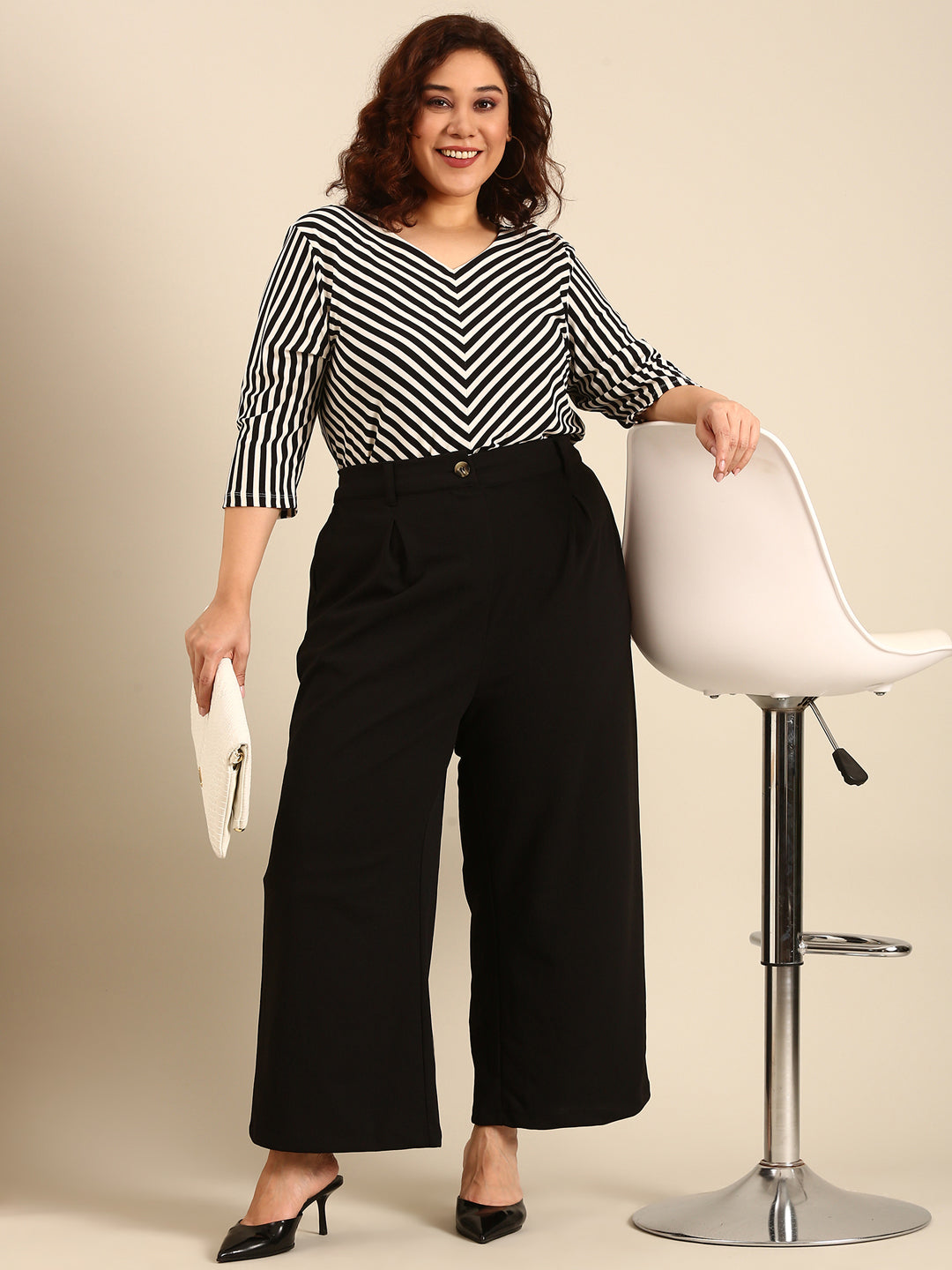 Black-White Bias Striped Top