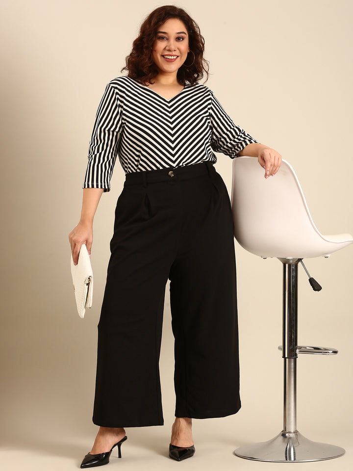 Black-White Bias Striped Top