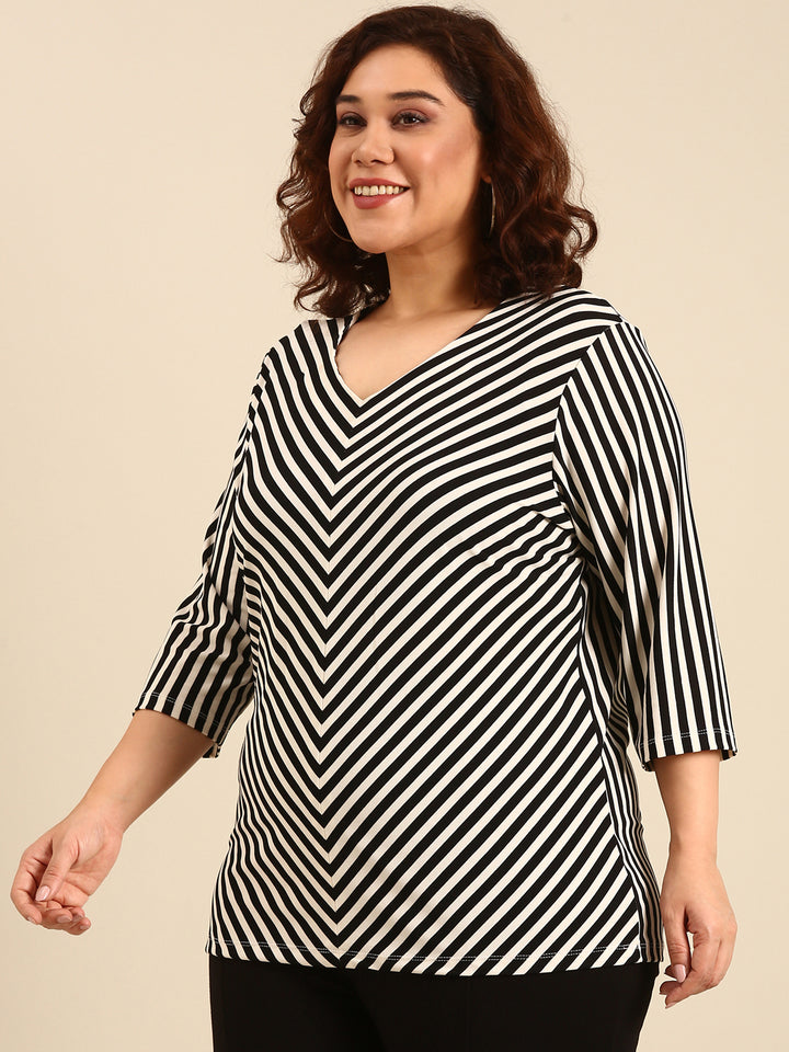 Black-White Bias Striped Top