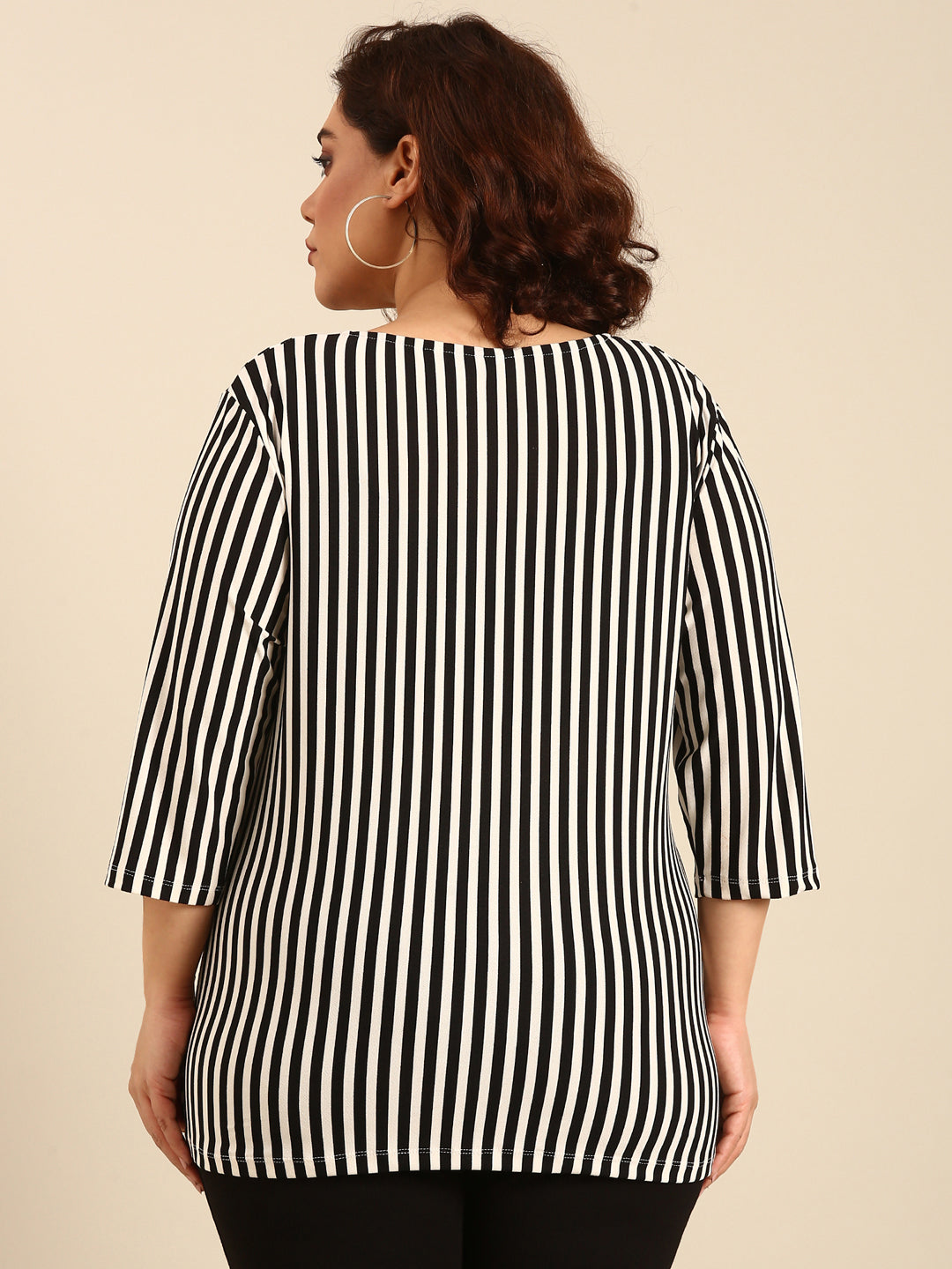 Black-White Bias Striped Top
