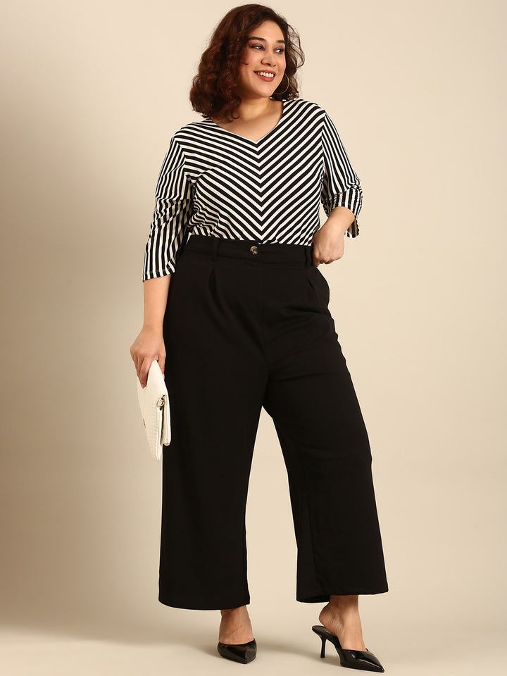 Black-White Bias Striped Top