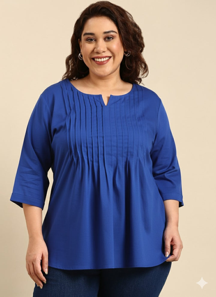 Solid Cobalt Pintuck Top