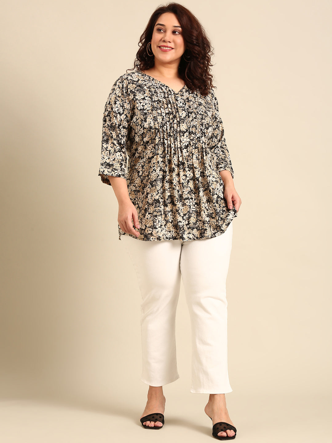 Ditsy Floral Pintuck Top