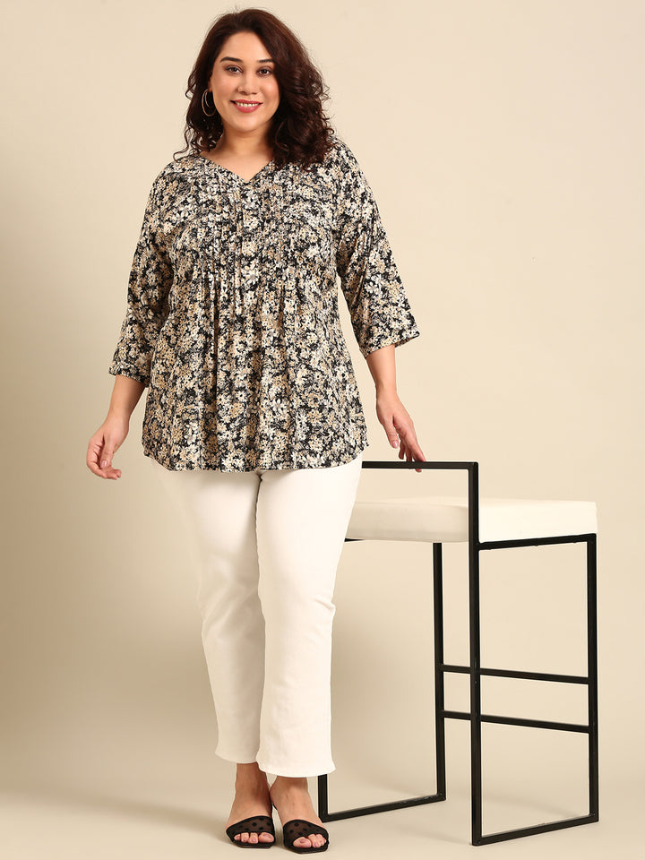 Ditsy Floral Pintuck Top