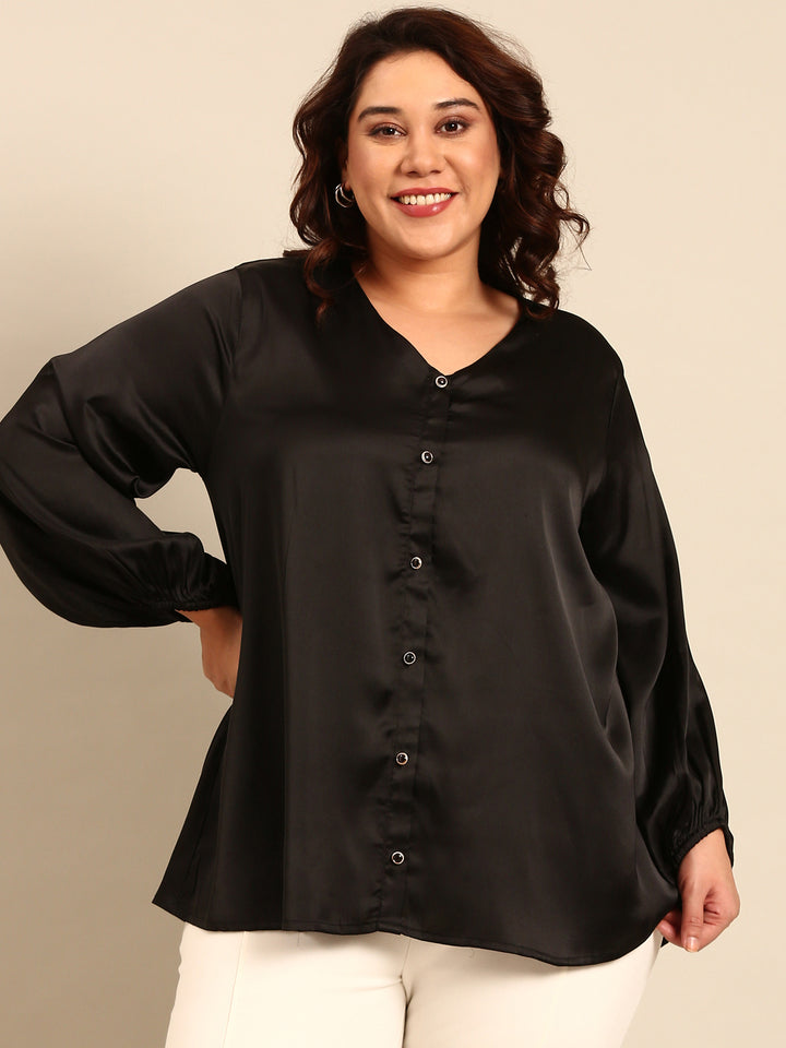 Black Satin Formal Top